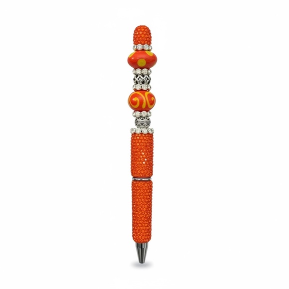 Made By Me Other - Handcrafted Lampwork Orange Glass Beaded Pen